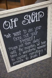 cell phone free wedding sign | Hope's Bridal