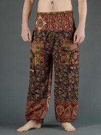 Pantalon bouffant laine imprimé petit cachemire à carreaux - noir (homme)