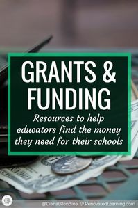 Grants & Funding: Resources to help educators find the money they need for their schools | With budgets getting tighter and tighter each year, it can often be hard to find the money we need to complete the projects we envision in our schools. These resources are gathered here to help you find grants and other funding sources to support the projects you've dreamed up for your school.