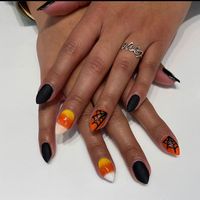 **Candy Corn and Spiderweb Nails**