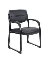 Leather Guest or Reception Chair - Scratch Resistant with Arms and Sled Base Side SKU: ap403a Multi function task chair with soft PU leather or fabric upholstery