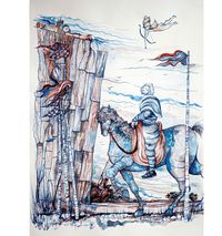 Una pagina interna Giusi Rigoni, di Vicenza, vive e lavora a Milano. Insegna per circa vent’anni Disegno tecnico e Storia dell’Arte e la sua produzione artistica è notevole, ma viene rallentata dagli impegni famigliari. La nuova esplosione artistica avviene nel 2005, dopo aver letto il Don Chisciotte della Mancia di M. Cervantes. Si sente somigliante al bizzarro personaggio e, dopo quattro anni di intenso lavoro, Giusi ha illustrato l’intera opera: 59 splendenti tavole.