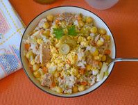 ENSALADA DE GARBANZOS con atún y arroz