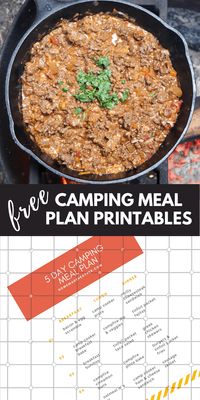 free camping meal plan printables