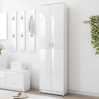vidaXL Garderobenschrank Hochglanz-Weiß 55x25x189 cm Holzwerkstoff, Hochglanz-Weiß