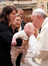 Pope Francis Giving Blessing To The Baby