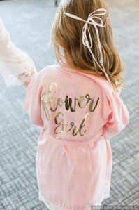 Blush pink flower girl robe + gold writing - flower girl attire {Jessica Yahn Photography}