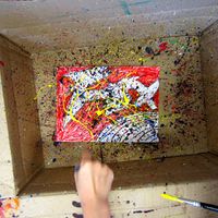 great idea to put canvas in a box first and then have them do the jackson pollack flings of paint (use squirt bottles!)