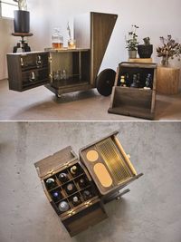 Designed and developed by Ronnie Chan and Enoch Kwan of Hong Kong-based Dream Ticket Workshop, it was designed to serve as mini bar in functionality and also a trolley that can be moved around the home. The elements of a bar such as storage for wine bottles and glasses are also included in the unit.