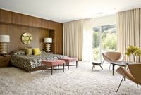 Mid century modern bedroom, love the shag carpet, drapes, all!