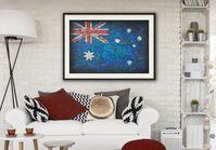 Flag of Australia. Hand painted textured painting. Home decor element. Patriotic art.