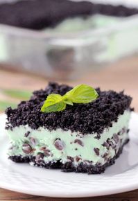 Mint Chocolate Chip Frozen Dessert - easy refreshing mint frozen dessert
