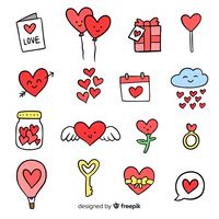 Paquete garabatos elementos san valentín... | Free Vector #Freepik #freevector #flor #calendario #corazon #amor