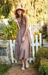 GINA POLKA DOT MIDI DRESS - MILK CHOCOLATE – tyler böe