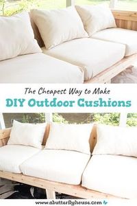This full, step-by-step tutorial shows you how to make budget-friendly DIY Outdoor Cushions. Some quick waterproof spray means they're weather friendly! #sewing #outdoor projects