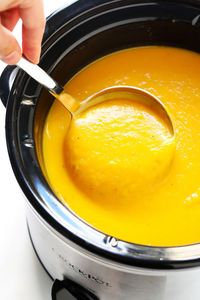 The BEST Butternut Squash Soup recipe! It's a super cozy and delicious dinner recipe, and made with healthy, seasonal ingredients you can feel great about. Easy to make in the Instant Pot (pressure cooker), Crockpot, or on the stovetop. | Gimme Some Oven #butternut #soup #glutenfree #vegan #vegetarian #healthy #fall #winter #thanksgiving #SlimeRecipesEasy