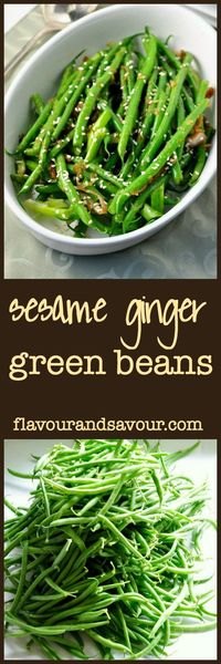 Paleo Sesame Ginger Green Beans. A quick and easy side dish with Asian flavours of garlic and ginger.