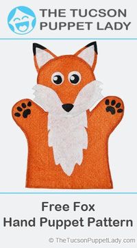 Free pdf pattern download to make a fox hand puppet out of felt