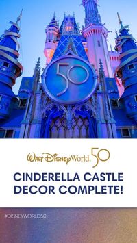 As the sun rose over Magic Kingdom Park this morning, a golden 50th crest glimmered on Cinderella Castle for the first time. Walt Disney Imagineering installed the final piece of shimmering décor overnight, completing her royal makeover as we ramp up to Walt Disney World’s 50th Anniversary celebration, beginning October 1st. Keep your eye out for more EARidescent décor on the horizon. ✨ #DisneyWorld50