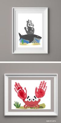 Ocean Handprint Animals Craft For Kids : shark and crab #oceanhandprintanimals #handprintshark #handprintcrab #handprintoceananimals #crabcraft #sharkcraft #oceananimalcrafts