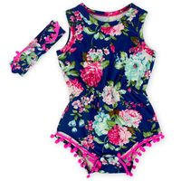 Infant Toddler Crochet Trim Romper and Headband. Pick the feather print for a boho chic look or the floral for a feminine touch. Either way, your baby girl will look adorable. Style #: 8136739 Fit: Fits true to size, take your normal size Material: Cotton,Microfiber