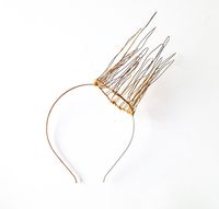 Tall Gold Wire Crown Fascinator, Golden Headband, Metal Side Crown, Alternative Bridal Crown, Faerie Headpiece, Metal Tiara