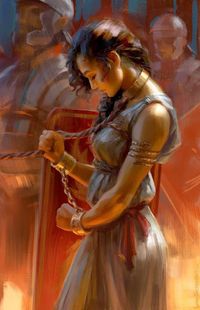 (Be the prince) I was being lead to my death. I accepted that. I was the only daughter of the leader of the resistance. I was pulled out of thought when I was forced to kneel to the king. "Will you tell us where the base is?" The king asked me and I remained silent "fine suit yourself die for nothing" he said and I felt the sword tap my neck and as the guard raised the sword the prince came in "stop" he ordered the guard, "father, don't kill her. I want her."