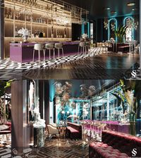 Atlantis is a cafe-restaurant project in England. Ocean blue, pearl and luxurious purple colors dominate this design, which takes its concept from its name. | Atlantis, İngiltere'de bir kafe-restoran projesidir. Konseptini isminden alan bu tasarımda okyanus mavisi, inci ve lüks mor renkler hakim. #cafedecoration #cafedesign #restaurantdesign #restorantasarımı #cafetasarımı #cafedekorasyonu #içmimari #artstylemimarlık #walldesign #duvartasarımı #luxurydesign #floortiles #bardesign #bartasarımı