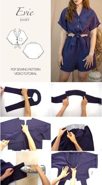 Have you made a button down shirt before? This Evie shirt features front button with tie closure, breast pocket, and casual pajama blend with camp shirt notched collar. The dropped shoulder kimono sleeve gives an overall relaxed silhouette to the style. Every sewing patterns from Fashion Wanderer comes with step by step instructions and video tutorial that is easy to read for all sewing levels.