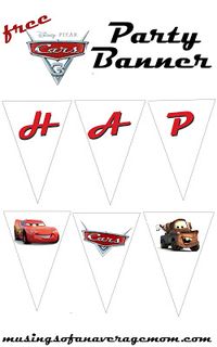 Free printable Cars 3 Birthday party banner