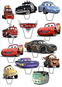 12 x 3" Disney Cars Lightening McQueen EDIBLE CUPCAKE TOPPER STAND UP PRE - CUT