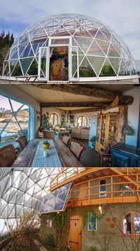 Geodesic Nature Home with a cob house in it!