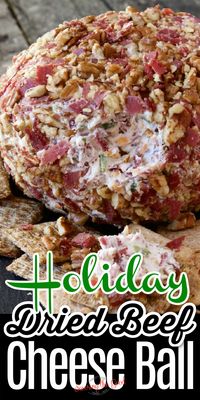 A chipped beef cheese ball is always a favorite appetizer at the holidays. This chipped beef cheeseball contains Worcestershire sauce, green peppers, dried chipped beef as well as cheddar cheese and finely diced red onion. Taken straight from the church lady cookbook, everyone will be asking for YOUR dried beef cheeseball recipe.