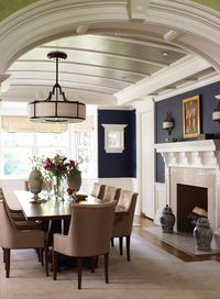 Deep navy + crisp white. arctitectural details!!