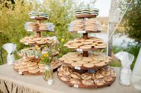Wedding dessert display idea - assorted cookies displayed on cookie tower {Alison Rose Photography}