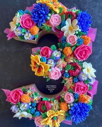Floral Cupcake Monogram #3