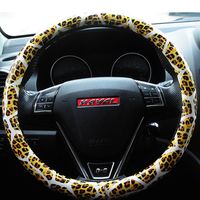 $33.93 Fashion Leopard Glitter PU Leather Auto Steering Wheel Covers 15 Inch 38CM - Gold