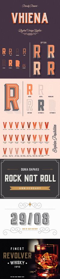 Free Vhiena Serif Font is a vintage typeface was inspired by the likes of old serifs and classic bottles of whiskey and old labels. via @creativetacos