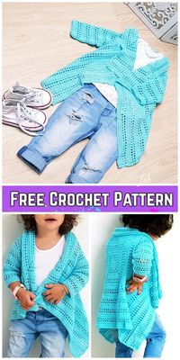 Crochet Girl's Blue Sky Cardigan Free Crochet Pattern-Video Included