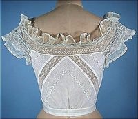 c. 1910 White Cotton and Lace Lingerie Set with Bows and Original Light Blue Silk Ribbon!