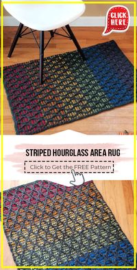 crochet Striped Hourglass Area Rug free pattern - FREE Crochet Rug Pattern for Beginners. Click to Get the Pattern #Rug #crochetpattern via @shareapattern.com