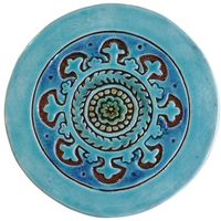 These turquoise handmade tiles make unique wall hangings for kitchens, bathrooms or outdoor wall art. Our decorative tiles can also be combined with our many other circular tiles to make larger wall art installations.