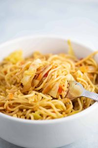 Ramen noodle cabbage stir fry recipe. Top with sweet chili sauce! My family absolutely loves this recipe!