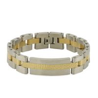 The Linked Gold Cremation Bracelet is crafted from stainless steel, with 14K gold-plated accents. The watch like structure and adjustable band allow for a perfect fit and sleek appearance. This bracelet will hold a small amount of the cremation ashes or a piece of hair to create a truly personal tribute.