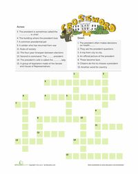 Worksheets: Presidential Crossword fun ways for kids to learn definitions and fun facts about voting