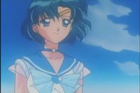 Sailor Mercury (Ami Mizuno) from "Sailor Moon" series by manga artist Naoko Takeuchi.
