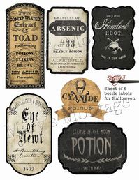 Halloween Bottle Labels, download & print