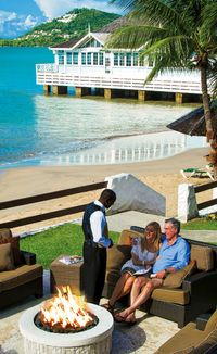 Fire pits and cocktails right on the beach. What could be more romantic? | Sandals Resorts | Saint Lucia | Romance | Honeymoon | Vacation