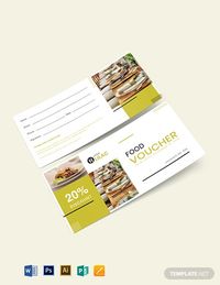Instantly Download Catering Food Voucher Template, Sample & Example in Microsoft Word (DOC), Adobe Photoshop (PSD), Apple Pages, Microsoft Publisher, Adobe Illustrator (AI) Format. Available in 8.5x4 inches with Bleed. Quickly Customize. Easily Editable & Printable.