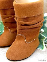$6.98 - Brown Camel Suede Slouchy Doll Boots Shoes Fits 18" American Girl Doll Clothes #ebay #Collectibles